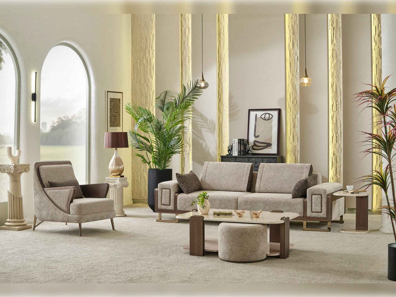 Nirvana 4-pieces (2 Four Seat Sofa & 2 Chair) Livingroom Set Beige in Beige - 101-NIR-MED125-4411