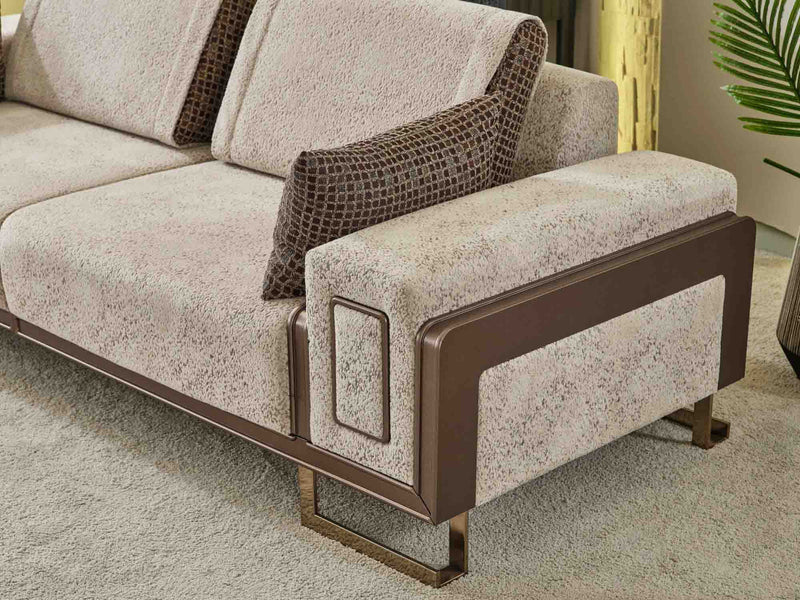 Nirvana 4-pieces (2 Four Seat Sofa & 2 Chair) Livingroom Set Beige in Beige - 101-NIR-MED125-4411