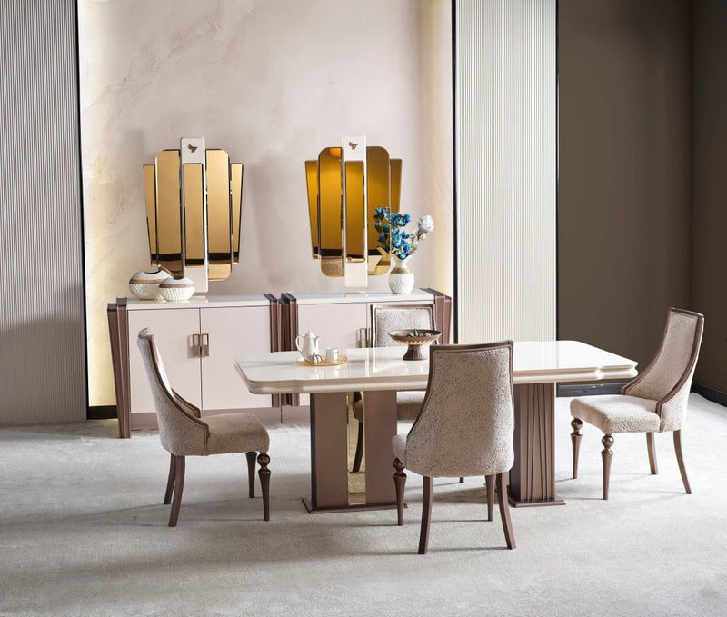 Nirvana Diningroom (Consol With Mirror & Dining Table & 6 Dining Chair) - 115-NIR-SET