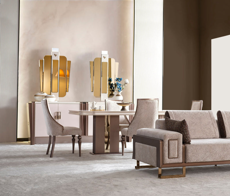 Nirvana Diningroom (Consol With Mirror & Dining Table & Dining Chair) - For 6 People - 115-NIR-6-SET