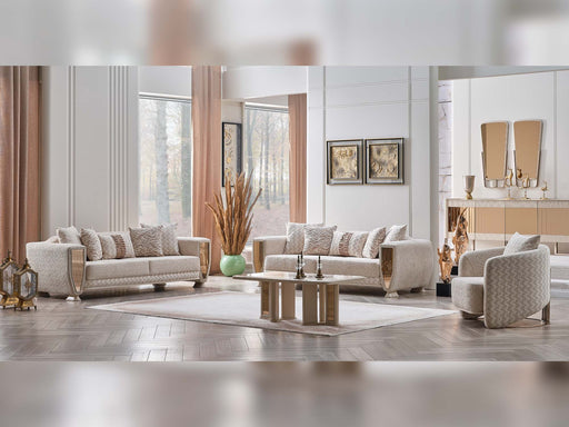 Nirvana San 4-pieces (2 Sofa & 2 Chair) Livingroom in Cream - 200-SAN-NIR-CRE-3311