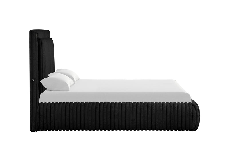 Noa - Black Upholstered King Bed with Bluetooth Speaker & USB Charger - B163-K-Bed