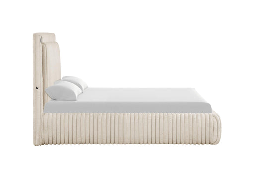 Noa - Cream Upholstered King Bed with Bluetooth Speaker & USB Charger - B162-K-Bed