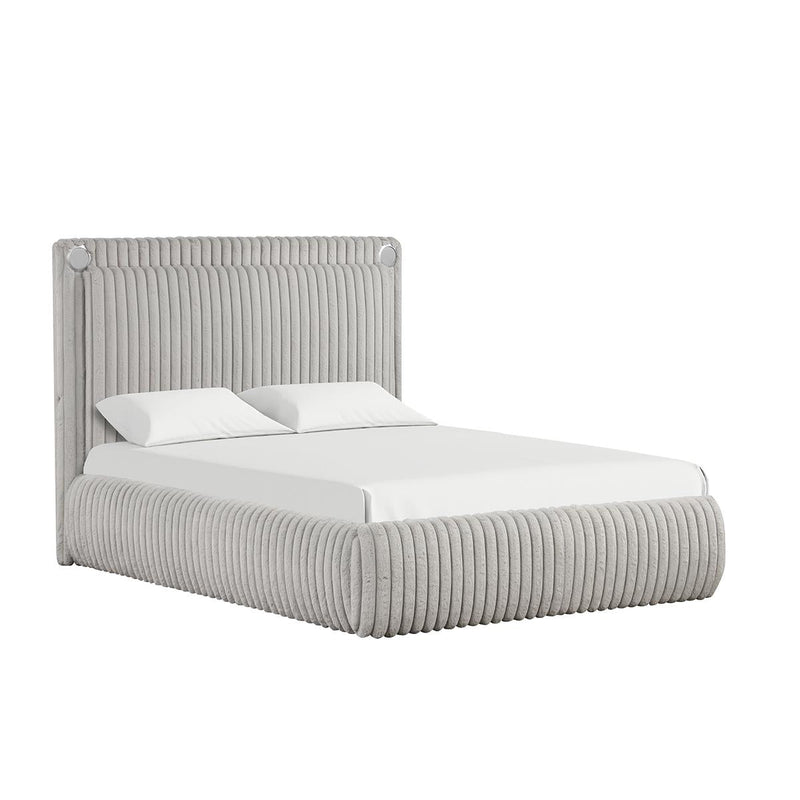 Noa - Gray Upholstered King Bed with Bluetooth Speaker & USB Charger - B161-K-Bed