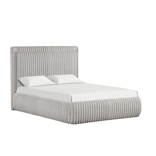 Noa - Gray Upholstered Queen Bed with Bluetooth Speaker & USB Charger - B161-Q-Bed