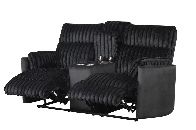 Noah - Black Manual Reclining, Drop-Down Table, Storage Console, Power Source, USB Charger, Cup Holder - CL7240-SL-Black