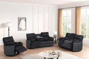 Noah - Black Manual Reclining, Drop-Down Table, Storage Console, Power Source, USB Charger, Cup Holder - CL7240-SL-Black