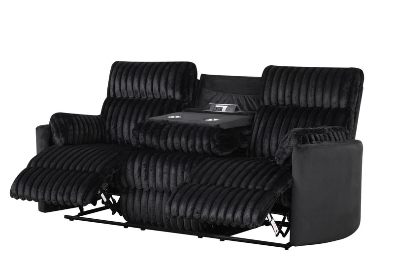 Noah - Black Manual Reclining, Drop-Down Table, Storage Console, Power Source, USB Charger, Cup Holder - CL7240-SL-Black