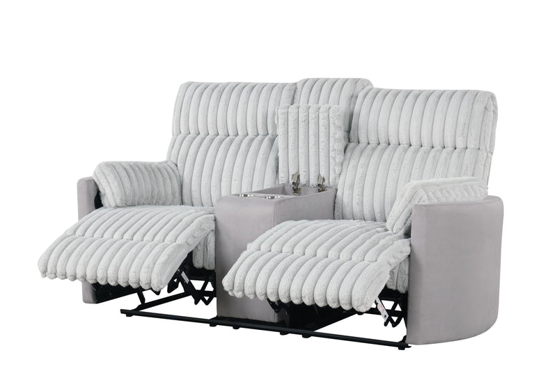 Noah - Gray Manual Reclining, Drop-Down Table, Storage Console, Power Source, USB Charger, Cup Holder - CL7240-SL-Gray