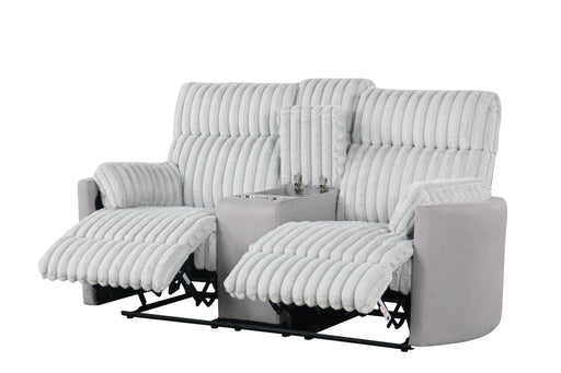 Noah - Gray Manual Reclining, Drop-Down Table, Storage Console, Power Source, USB Charger, Cup Holder - CL7240-SL-Gray