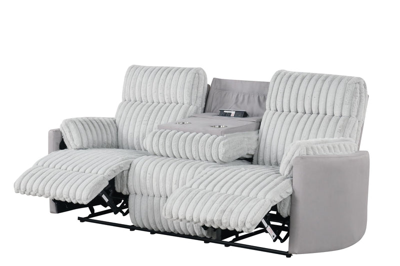 Noah - Gray Manual Reclining, Drop-Down Table, Storage Console, Power Source, USB Charger, Cup Holder - CL7240-SL-Gray