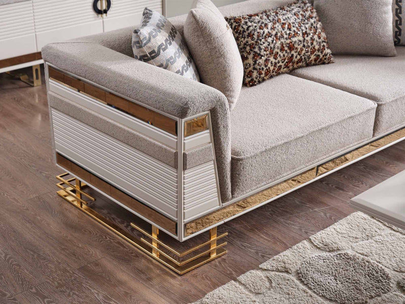 Nobel 4-pieces (2 Sofa & 2 Chair) Livingroom in Cream - 200-SAN-NOB-CRE-3311