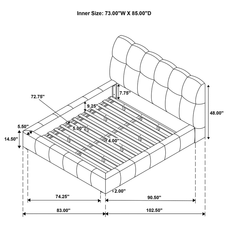 Nollet 48-inch Upholstered California King Platform Bed Grey - 315917GRYKW