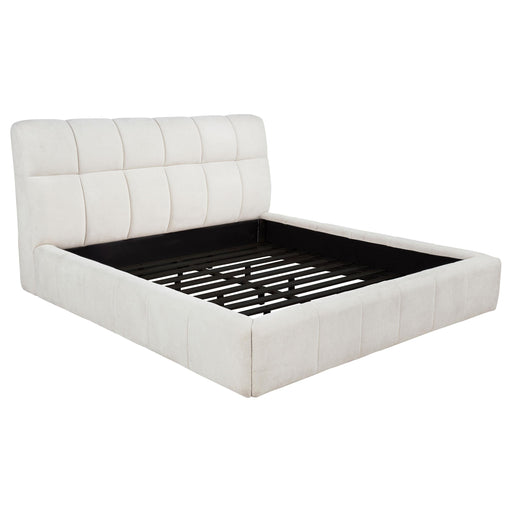 Nollet 48-inch Upholstered Eastern King Platform Bed Cream - 315917CRMKE