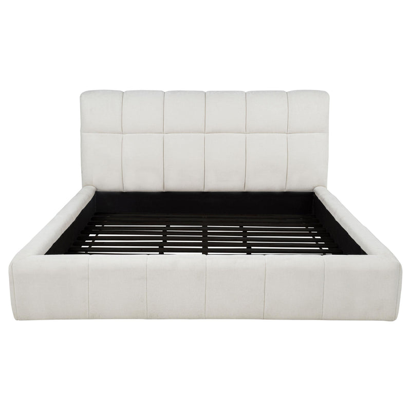 Nollet 48-inch Upholstered Eastern King Platform Bed Cream - 315917CRMKE