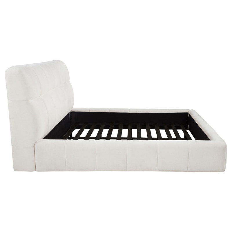 Nollet 48-inch Upholstered Eastern King Platform Bed Cream - 315917CRMKE