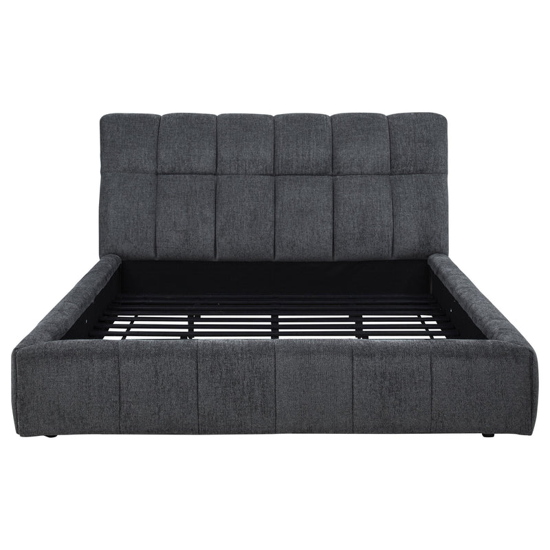 Nollet 48-inch Upholstered Eastern King Platform Bed Grey - 315917GRYKE