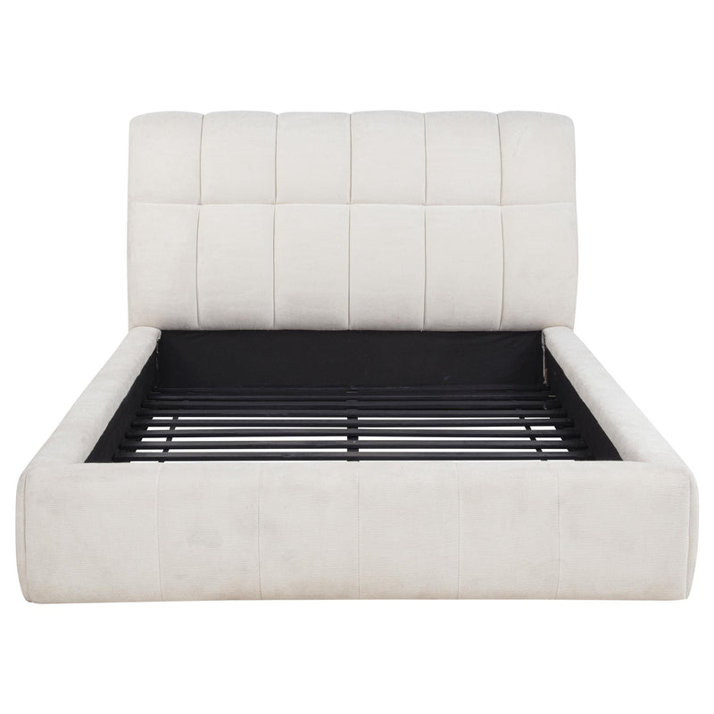 Nollet 48-inch Upholstered Queen Panel Platform Bed Cream - 315917CRMQ