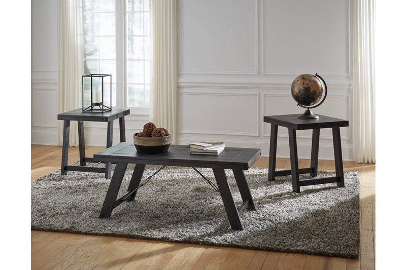 Noorbrook Black/Pewter Table (Set of 3) - Lara FurnitureOccasional Table Set