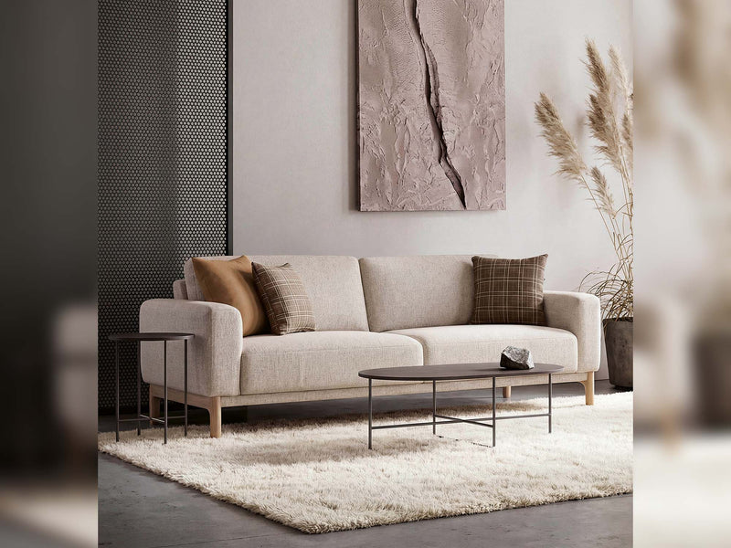 Nora 4-pieces (2 Sofa & 2 Chair) Livingroom in Cream - Brown - 200-ELI-NOR-P8-02-DSN-116-3311