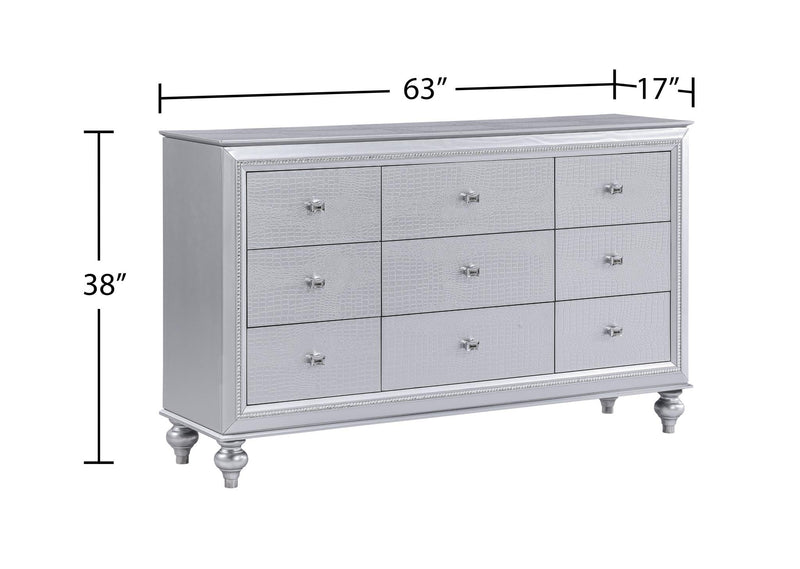 Nottingham - 9 Drawers Silver Dresser - B207-D