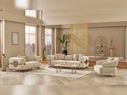 Nova 3-pieces (Sofa & Loveseat & Chair) Livingroom Set Cream in Cream - 101-NOV-CEM19301-321