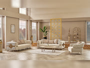 Nova 3-pieces (Sofa & Loveseat & Chair) Livingroom Set Cream in Cream - 101-NOV-CEM19301-321