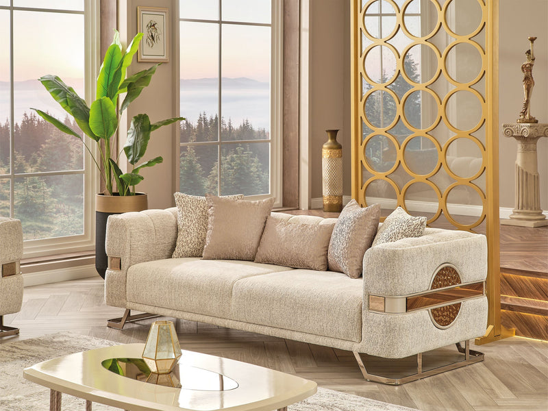 Nova 3-pieces (Sofa & Loveseat & Chair) Livingroom Set Cream in Cream - 101-NOV-CEM19301-321