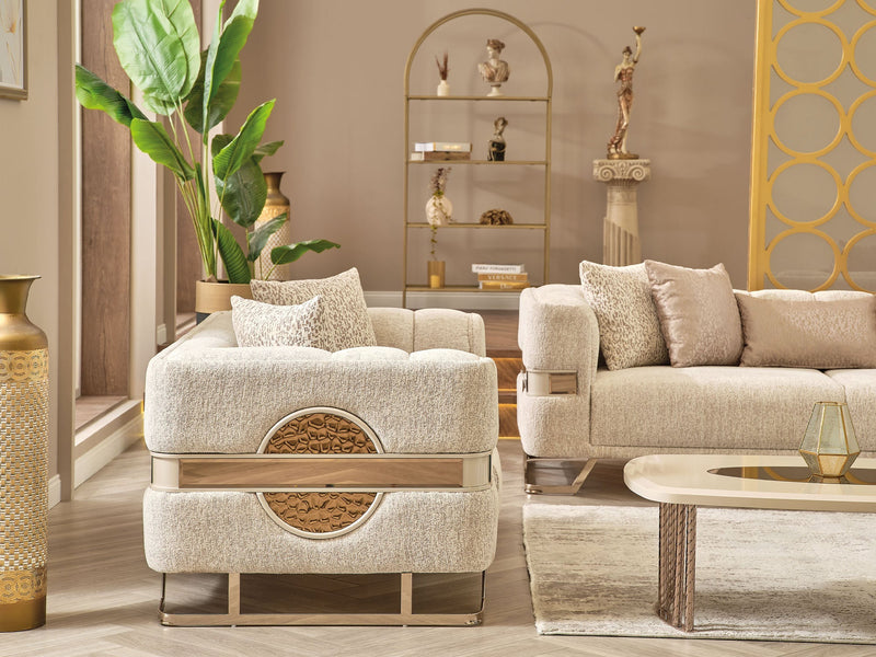 Nova Stationary Loveseat Cream in Cream - 101-NOV-CEM19301-2