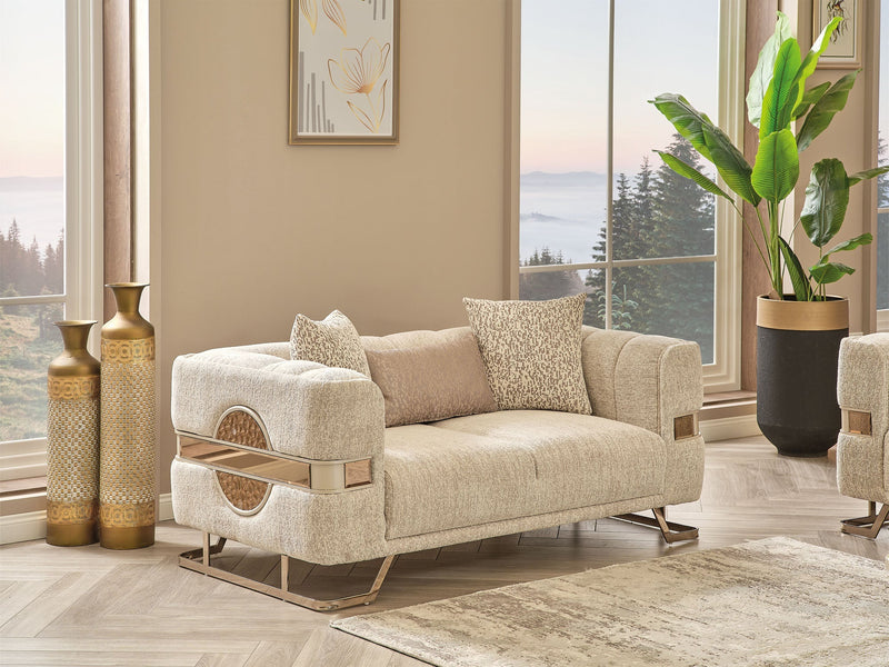 Nova Stationary Loveseat Cream in Cream - 101-NOV-CEM19301-2