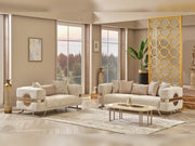 Nova Stationary Loveseat Cream in Cream - 101-NOV-CEM19301-2