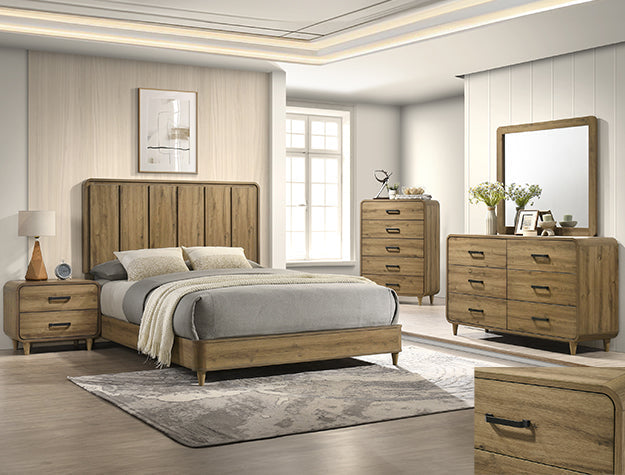 Nyomi Qn Panel Hb/Footboard-L.Brown - B4922-Q-HBFB