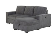 U2660 Grey L Sofa Bed Sectional Without Pullout - U2660-3-GREY-L SECTIONAL W/O PULLOUT
