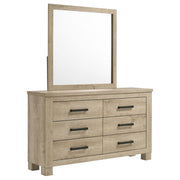 Oakglen 6-drawer Bedroom Dresser and Mirror Weathered Oak - 225103M