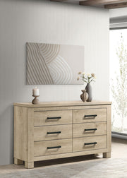 Oakglen 6-drawer Bedroom Dresser Weathered Oak - 225103