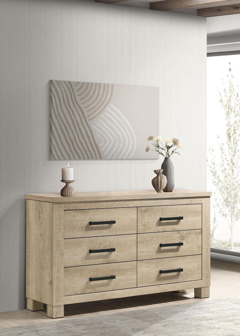 Oakglen 6-drawer Bedroom Dresser Weathered Oak - 225103