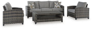 Oasis Court Outdoor Sofa/Chairs/Table Set (Set of 4) - P335-081