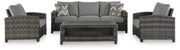 Oasis Court Outdoor Sofa/Chairs/Table Set (Set of 4) - P335-081