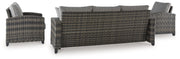 Oasis Court Outdoor Sofa/Chairs/Table Set (Set of 4) - P335-081