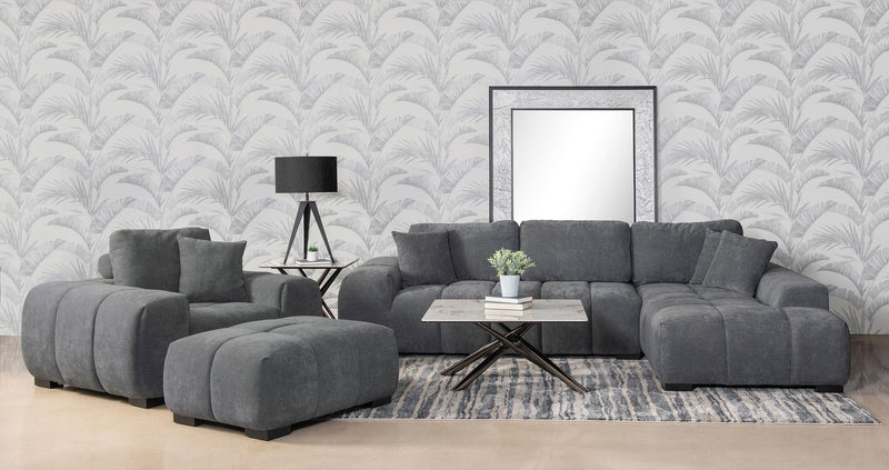 Octavia Upholstered Rectangular Ottoman Charcoal Grey - 509968
