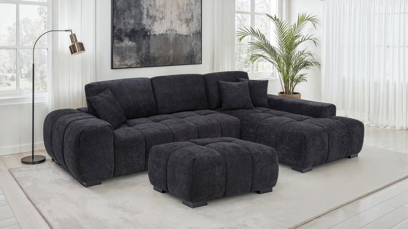 Octavia Upholstered Sectional Chaise Sofa Black - 511061