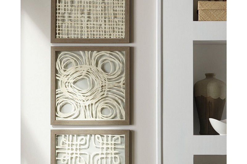 Odella Cream/Taupe Wall Decor (Set of 3) - Lara FurnitureWall Decor