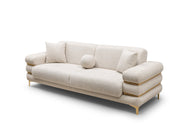 Odessa  3-pieces (Sofa & Loveseat & Chair) Livingroom Set - Walnut in Cream - 200-ST-ODE-CREMONA06-321