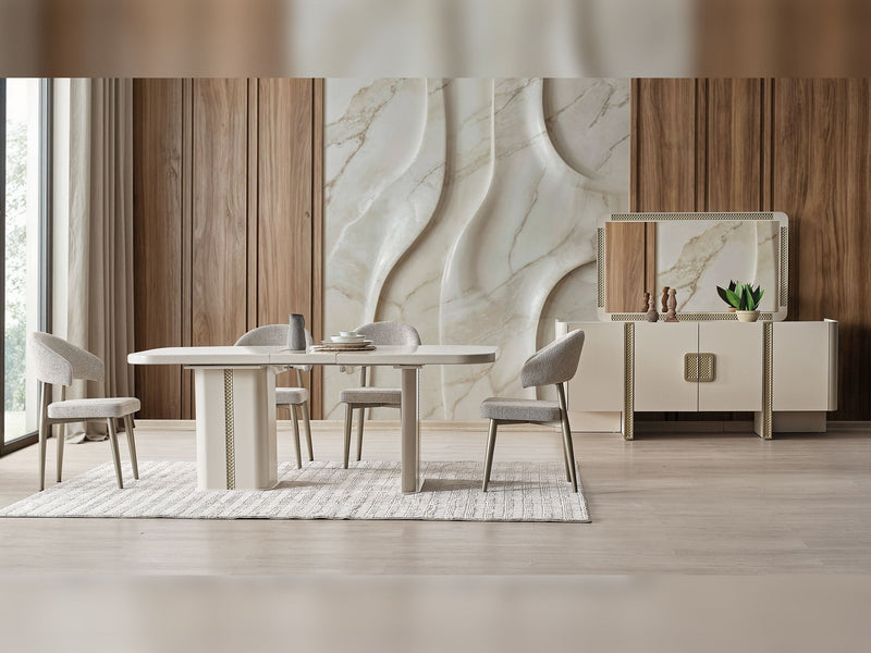 Odessa Al Diningroom (Consol With Mirror & Dining Table & 6 Dining Chair) - 200-ALT-ODE-DT-6-SET