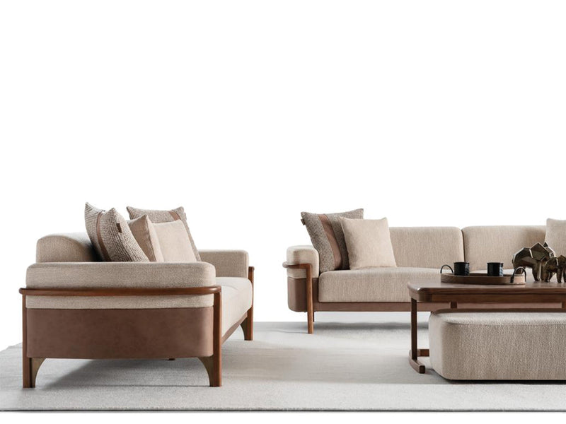 Odin 4-pieces (4 Seater Sofa &  3 Seater Sofa & 2 Chair) Livingroom Set Cream in Cream - 101-ODI-FOX01-4311