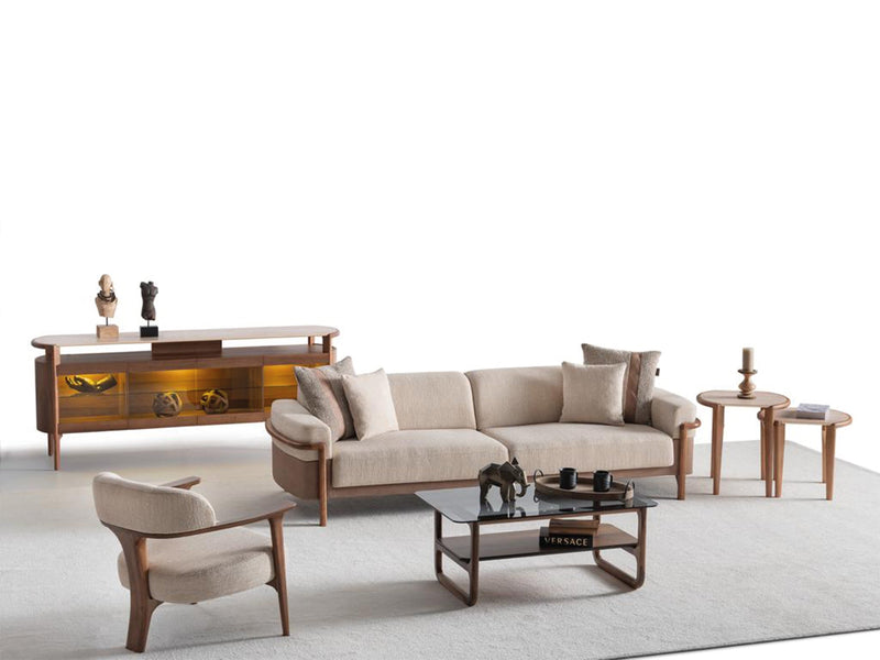 Odin 4-pieces (4 Seater Sofa &  3 Seater Sofa & 2 Chair) Livingroom Set Cream in Cream - 101-ODI-FOX01-4311