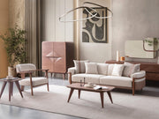 Odin 4-pieces (4 Seater Sofa &  3 Seater Sofa & 2 Chair) Livingroom Set Cream in Cream - 101-ODI-FOX01-4311