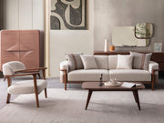 Odin 4-pieces (4 Seater Sofa &  3 Seater Sofa & 2 Chair) Livingroom Set Cream in Cream - 101-ODI-FOX01-4311