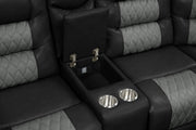 Ohio - Black & Gray Manual Recliner Sectional with Storage Console, Power Source, USB Charger, Cup Holder - S647-Sectional
