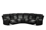 Ohio - Black & Gray Manual Recliner Sectional with Storage Console, Power Source, USB Charger, Cup Holder - S647-Sectional